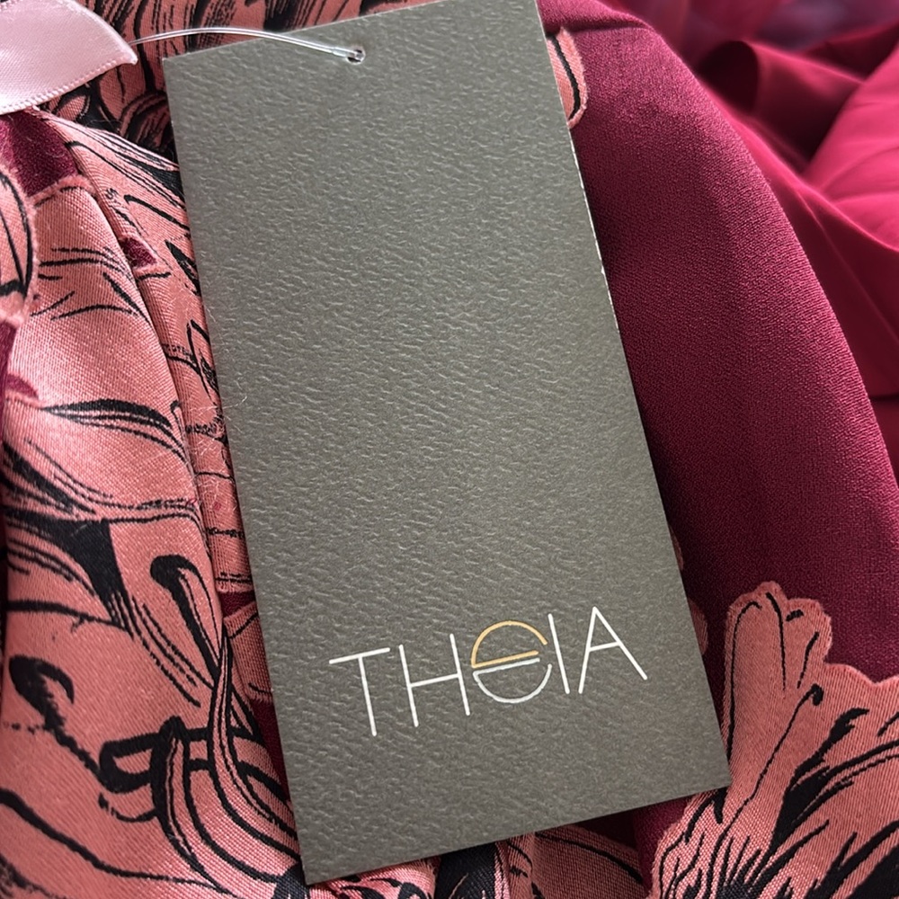 Theia Red Long Sleeve Gown with Sweetheart Neckline - Picture 11 of 11